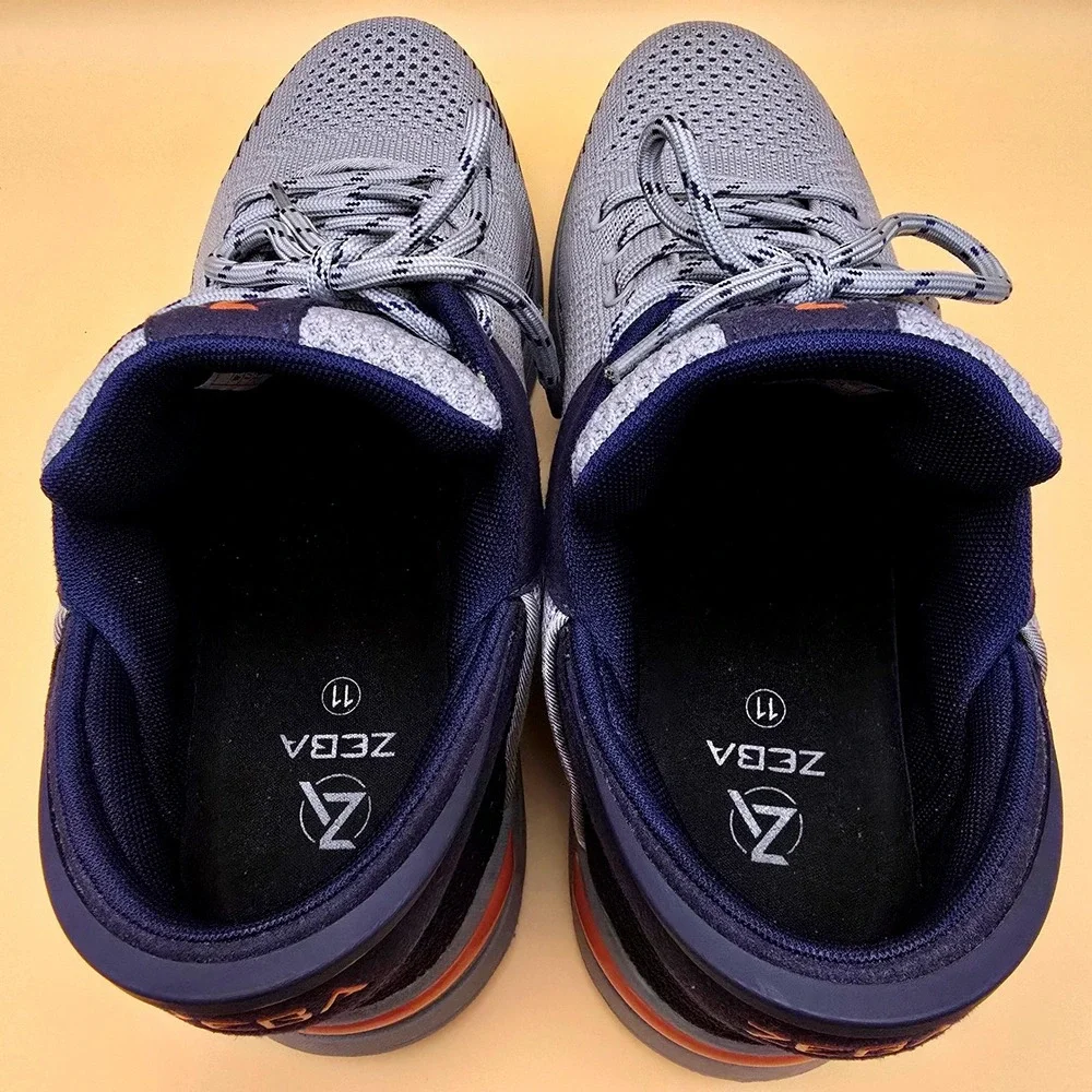 Zeba Hands-Free‎ Shoes Gray Blue Orange Mens 11 Slip On Walking Sneakers Knit